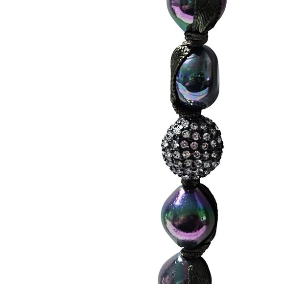 Chicos Elegant Iridescent Bead Necklace Rhinestone Accent Statement Fashion - Picture 4 of 8